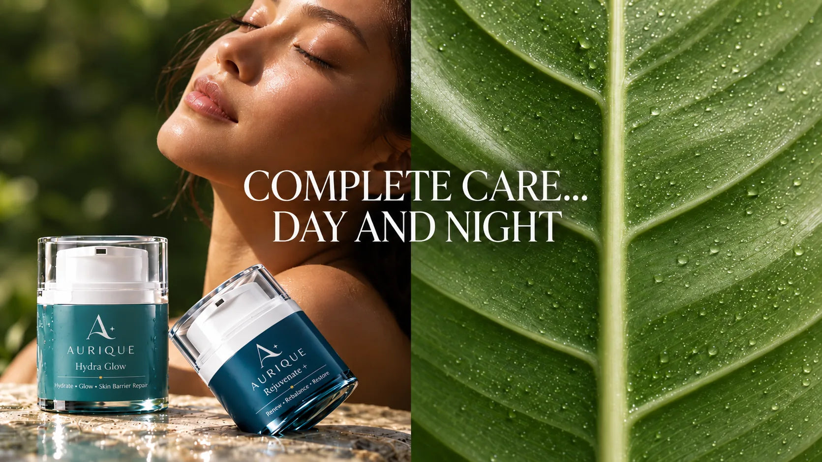 Hydra Glow and Rejuvenate+ jars. Complete care, day and night.